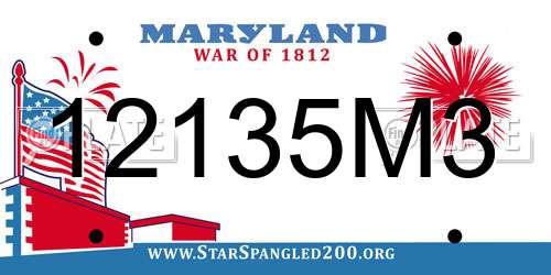 12135M3 Maryland License Plate
