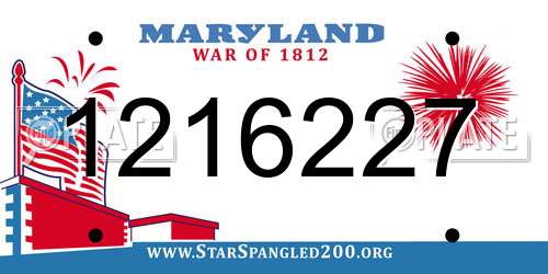 1216227 Maryland License Plate