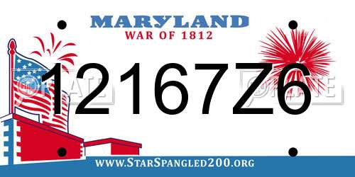 12167Z6 Maryland License Plate
