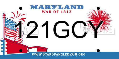 121GCY Maryland License Plate