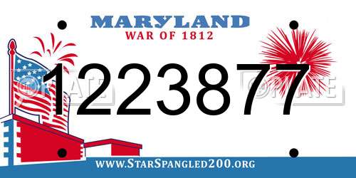 1223877 Maryland License Plate