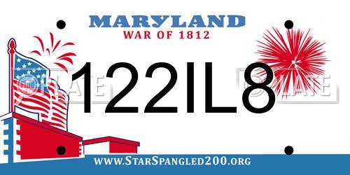 122IL8 Maryland License Plate