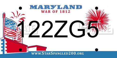 122ZG5 Maryland License Plate