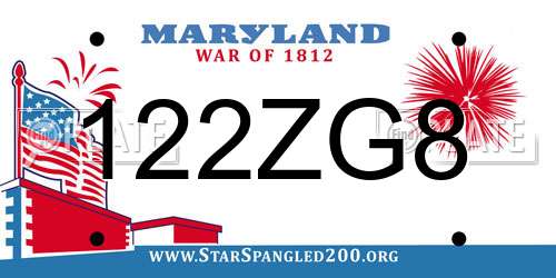 122ZG8 Maryland License Plate