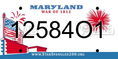 12584O1 Maryland License Plate