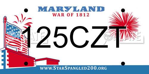 125CZT Maryland License Plate