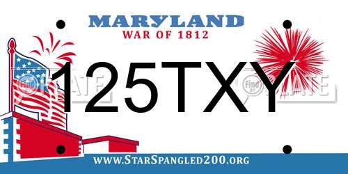 125TXY Maryland License Plate