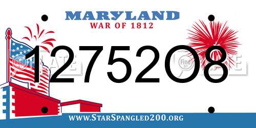 12752O8 Maryland License Plate