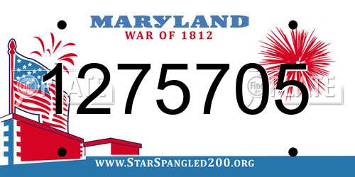 1275705 Maryland License Plate