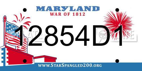 12854D1 Maryland License Plate