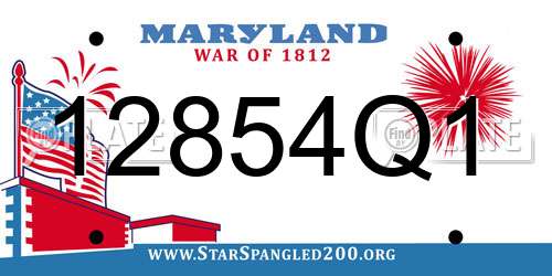 12854Q1 Maryland License Plate