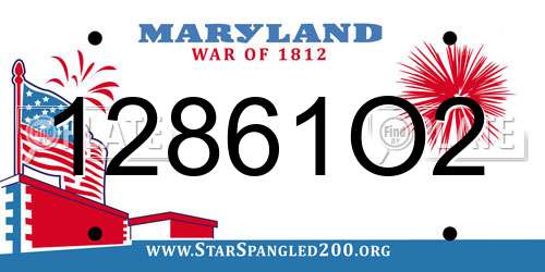12861O2 Maryland License Plate
