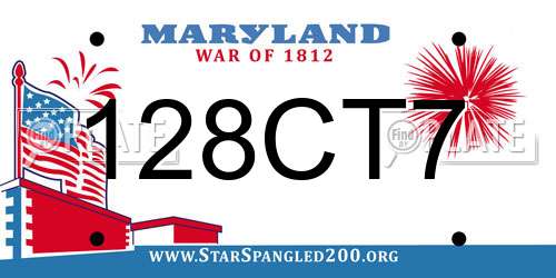 128CT7 Maryland License Plate