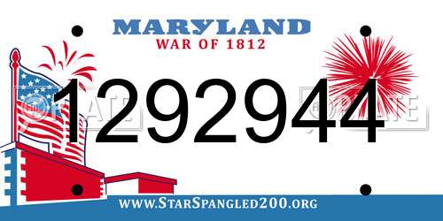 1292944 Maryland License Plate