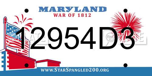 12954D3 Maryland License Plate