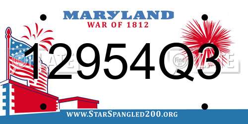 12954Q3 Maryland License Plate