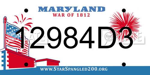 12984D3 Maryland License Plate