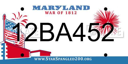 12BA452 Maryland License Plate