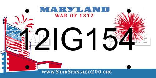 12IG154 Maryland License Plate