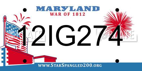 12IG274 Maryland License Plate