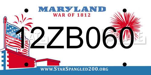 12ZB060 Maryland License Plate