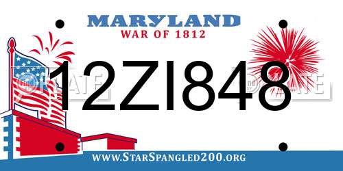 12ZI848 Maryland License Plate