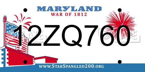 12ZQ760 Maryland License Plate