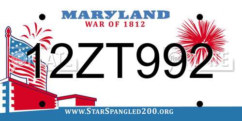12ZT992 Maryland License Plate
