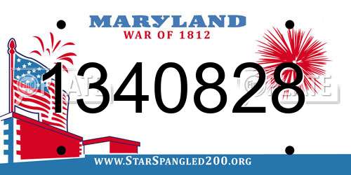 1340828 Maryland License Plate