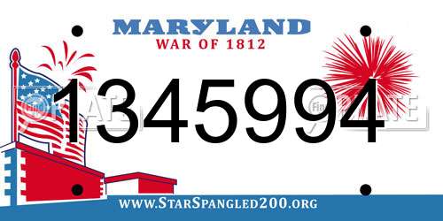 1345994 Maryland License Plate