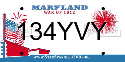 134YVY Maryland License Plate