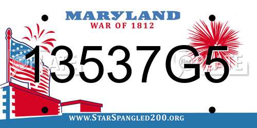 13537G5 Maryland License Plate