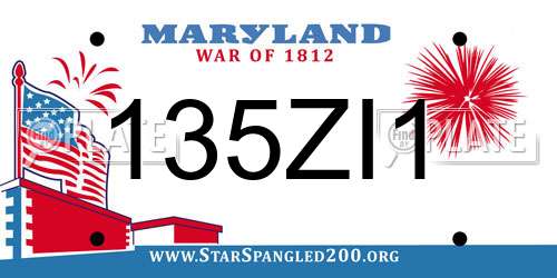 135ZI1 Maryland License Plate