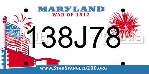 138J78 Maryland License Plate