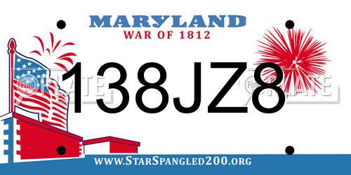 138JZ8 Maryland License Plate