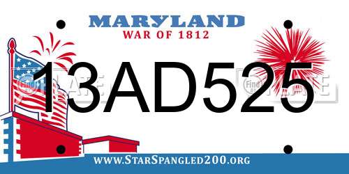 13AD525 Maryland License Plate