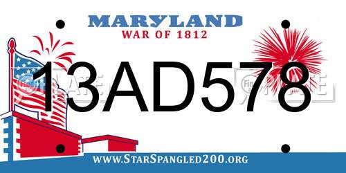 13AD578 Maryland License Plate
