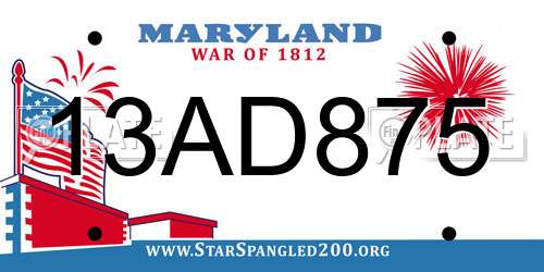 13AD875 Maryland License Plate