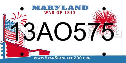13AO575 Maryland License Plate