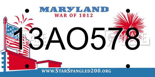 13AO578 Maryland License Plate