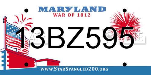 13BZ595 Maryland License Plate