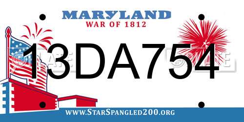 13DA754 Maryland License Plate