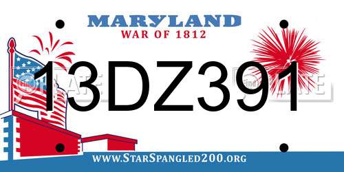 13DZ391 Maryland License Plate
