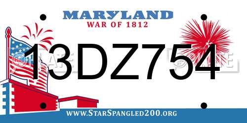 13DZ754 Maryland License Plate