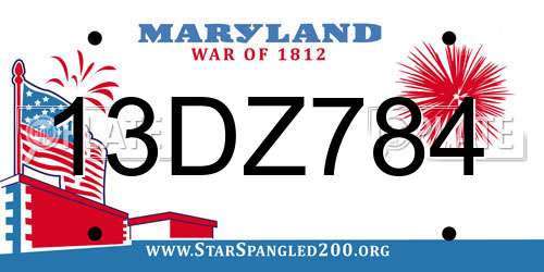13DZ784 Maryland License Plate