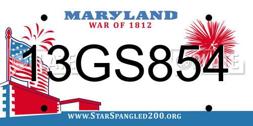 13GS854 Maryland License Plate