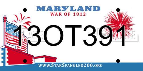 13OT391 Maryland License Plate