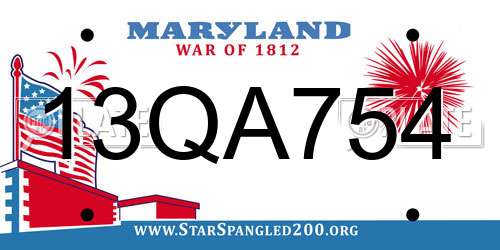 13QA754 Maryland License Plate