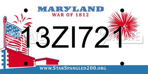 13ZI721 Maryland License Plate