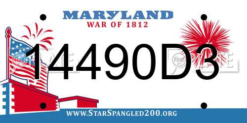 14490D3 Maryland License Plate